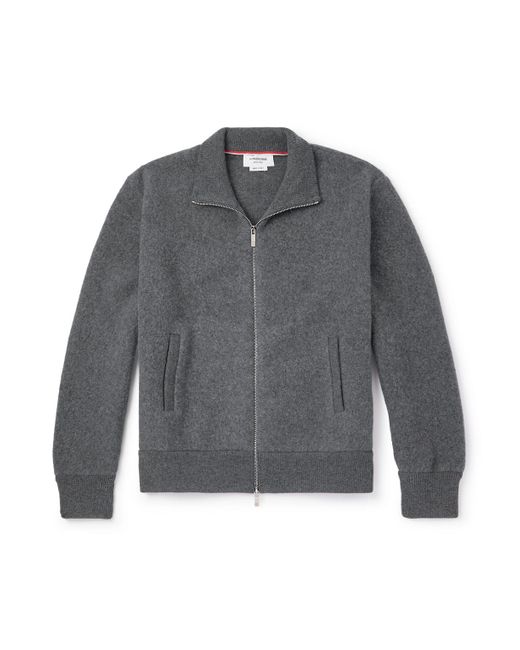 Thom Browne Gray Wool-Fleece Zip-Up Jacket for men