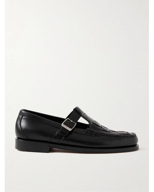 G.H.BASS Black Weejuns Heritage Fisherman Leather Loafers for men