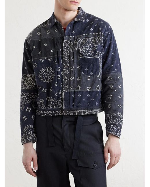 Kapital Blue Reversible Bandana-Print Cotton-Flannel Jacket for men