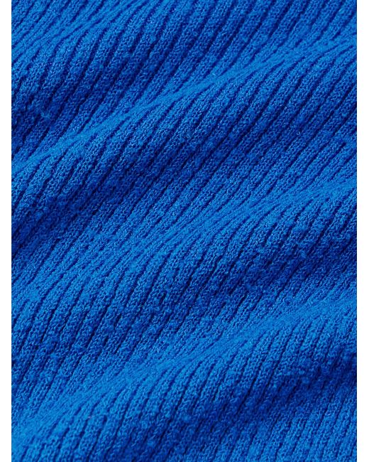 Acne Blue Kermeer Slim-Fit Ribbed-Knit Zip-Up Cardigan for men
