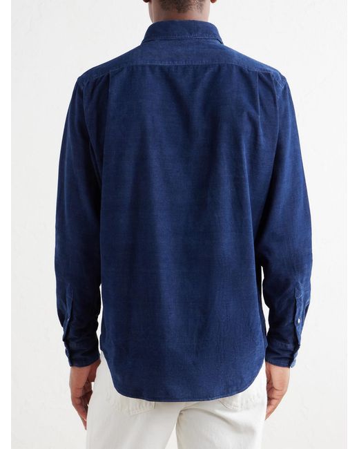 Hartford Blue Paul Cotton-Flannel Shirt for men