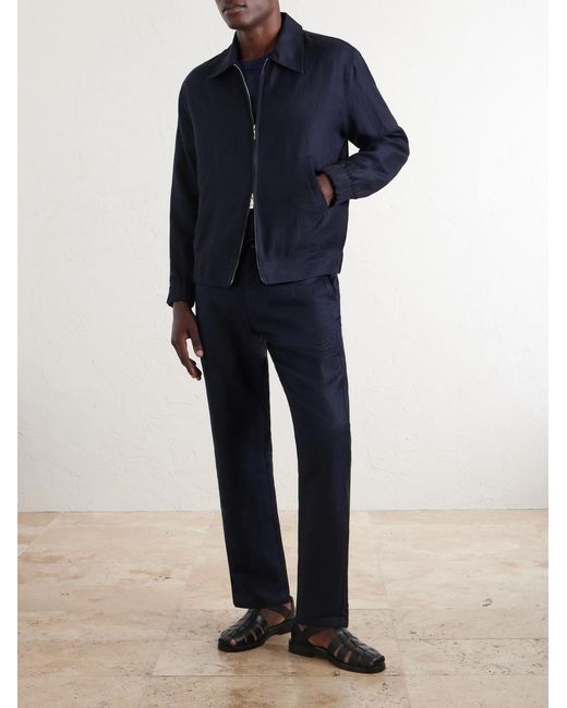 Frescobol Carioca Blue Tomas Cotton And Linen-blend Blouson Jacket for men