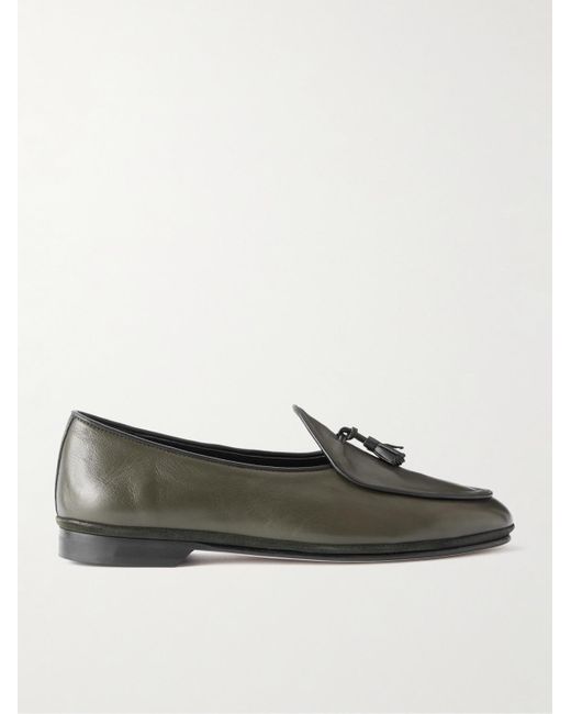 Rubinacci Green Marphy Tasselled Leather Loafers for men