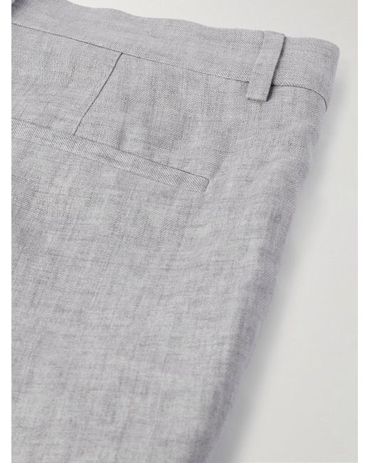 Brunello Cucinelli Gerade geschnittene Anzughose aus Leinen mit Falten in Gray für Herren