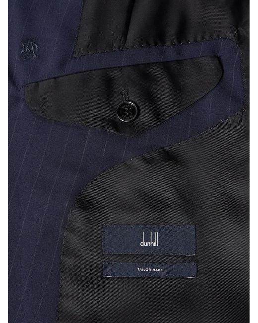 Dunhill Blue Double-breasted Pinstriped Wool Suit Jacket for men