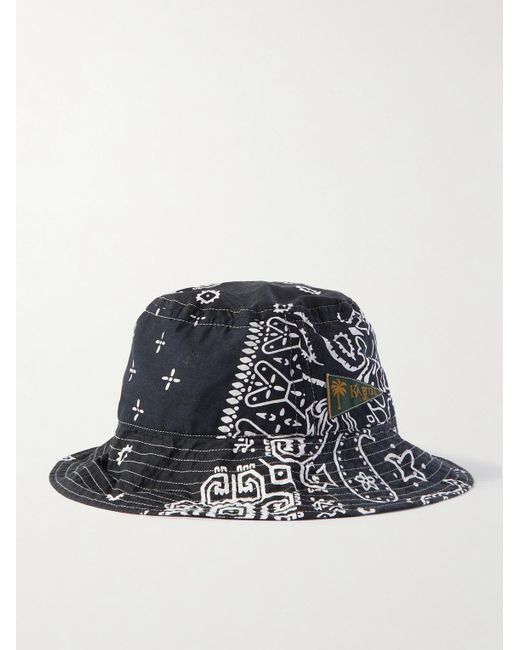 Kapital Blue Logo-Appliquéd Bandana-Print Cotton Bucket Hat for men