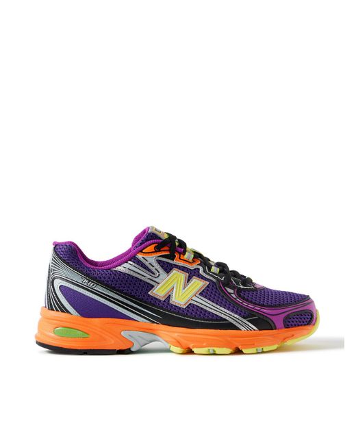 New Balance Blue 740 Leather-Trimmed Mesh Sneakers for men