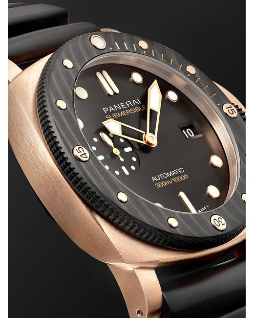 Panerai Black Submersible Quarantaquattro Automatic 44mm Goldtechtm Orocarbo And Rubber Watch for men