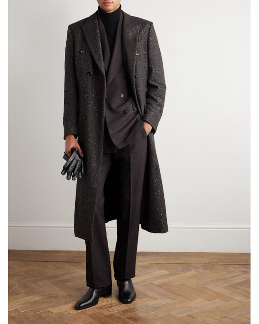 Tom Ford Black Hopsack Double-breasted Wool Suit Jacket for men