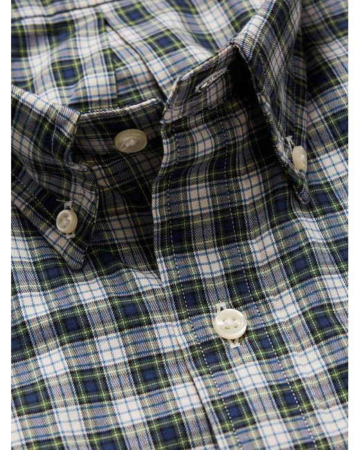 Polo Ralph Lauren Blue Button-Down Collar Logo-Embroidered Checked Cotton Shirt for men