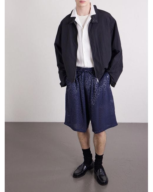 Needles Blue H.D. Straight-Leg Leopard-Jacquard Drawstring Shorts for men