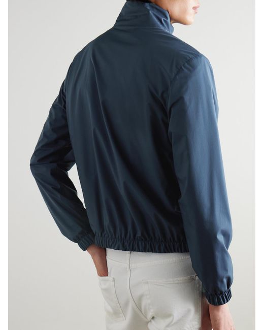Loro Piana Blue Reversible Storm System® Jersey And Twill Bomber Jacket for men