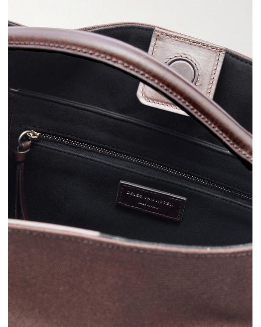 Dries Van Noten Black Leather-Trimmed Canvas Tote for men
