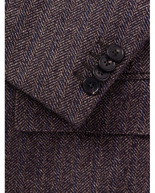 Loro Piana Black Torino Pinstripe Herringbone Cashmere-Tweed Blazer for men