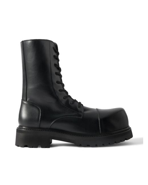 Vetements Black Stomp Leather Combat Boots for men