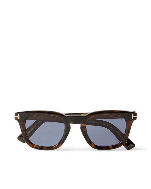 Tom Ford Black Round-frame Tortoiseshell Acetate Sunglasses for men