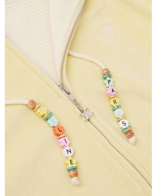 Céline Kapuzenjacke aus Velours aus einer Baumwollmischung mit Reißverschluss und Logostickerei in Natural für Herren