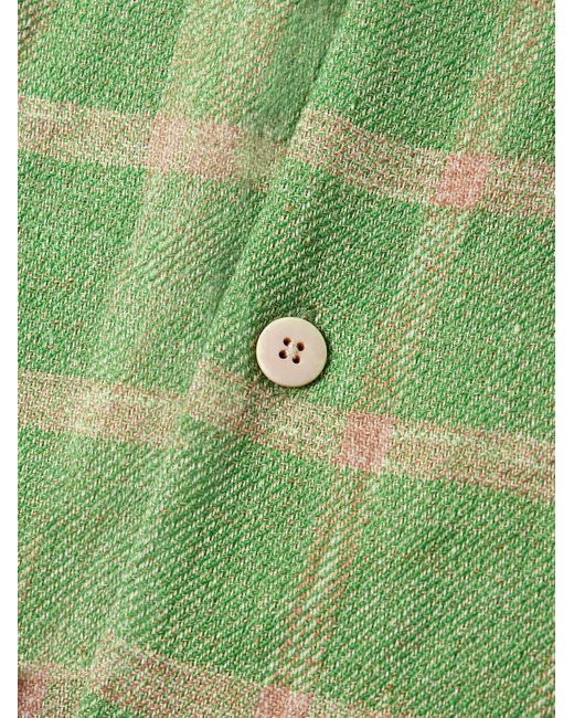 Visvim Green Keesey Checked Linen And Wool-Blend Down Jacket for men