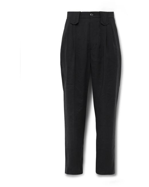 Nanushka Black Mats Slim-Fit Pleated Modal-Blend Trousers for men