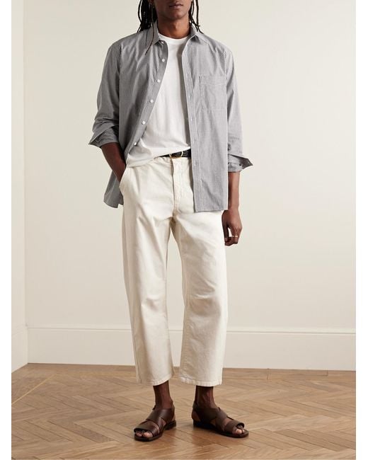 Nili Lotan Gray Finn Striped Cotton-Poplin Shirt for men
