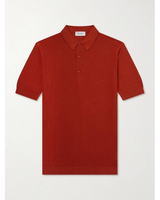 John Smedley Red Roth Sea Island Cotton Polo Shirt for men