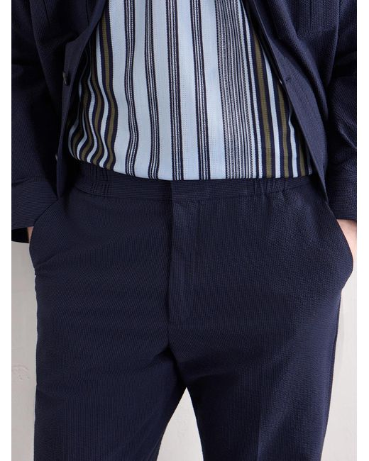 Paul Smith Blue Straight-leg Cotton-blend Seersucker Trousers for men