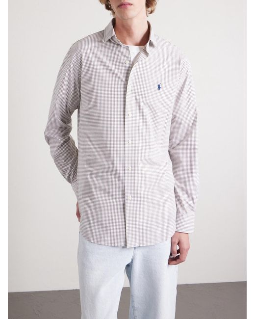 Polo Ralph Lauren White Logo-Embroidered Checked Cotton Shirt for men
