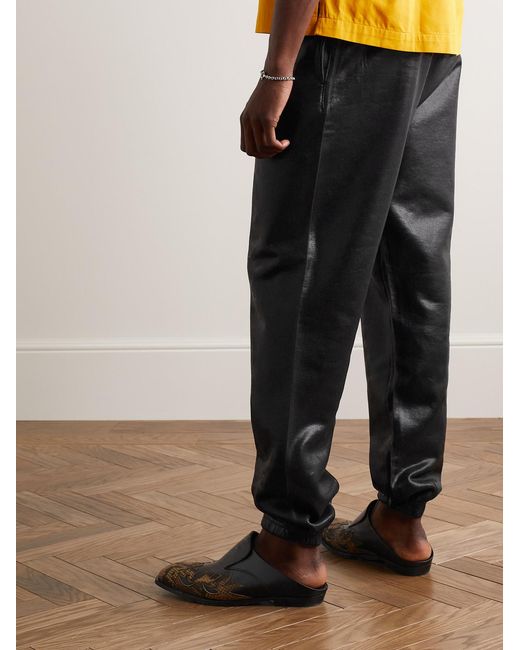 GALLERY DEPT. Black Analog Tapered Logo-Print Coated Cotton-Jersey Sweatpants for men