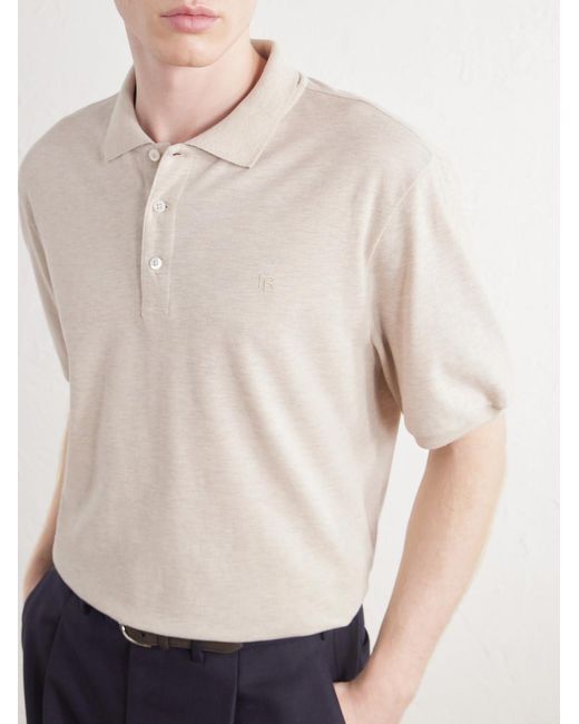 Ralph Lauren Natural Logo-embroidered Cotton-piqué Polo Shirt for men