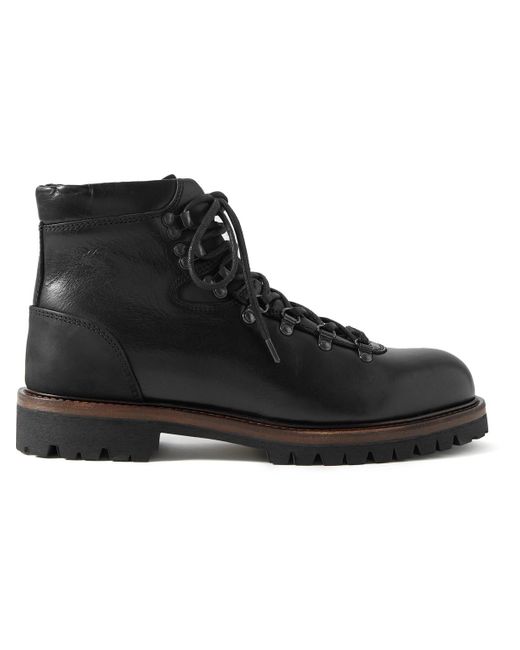 Belstaff Gorge Nubuck-trimmed Leather Boots in Black for Men | Lyst