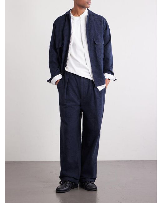 Blue Blue Japan Blue Straight-leg Cotton-blend Suit Trousers for men