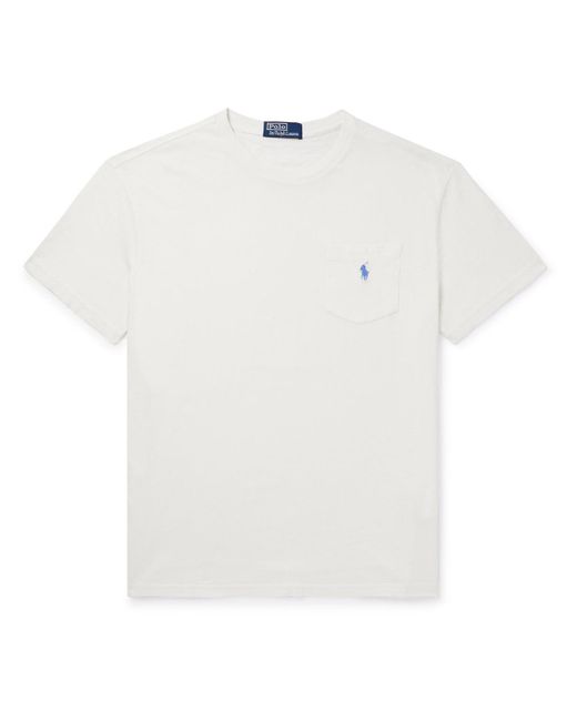 Polo Ralph Lauren White Logo-embroidered Cotton And Linen-blend Jersey T-shirt for men