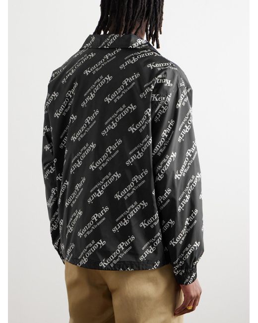 KENZO Black Verdy Logo-print Nylon Hooded Jacket for men