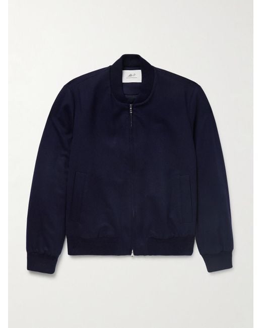 Mr P. Blue Padded Cashmere-Blend Bomber Jacket for men