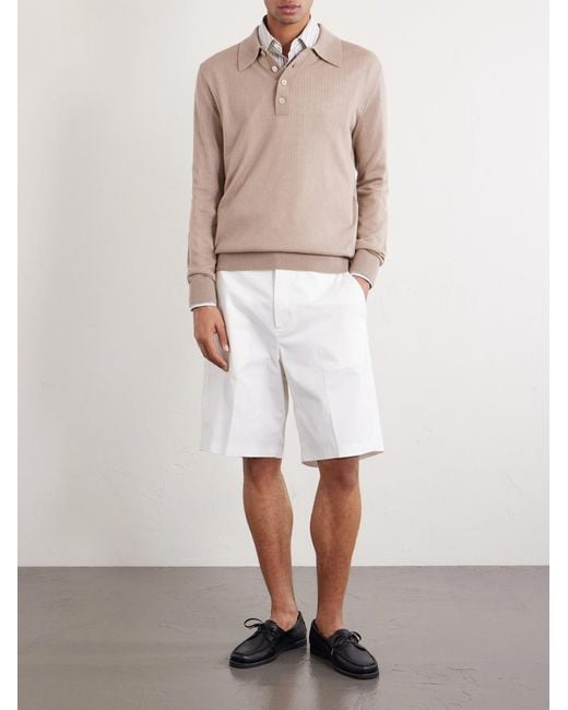 Piacenza 1733 Natural Silk And Cashmere-blend Polo Sweater for men