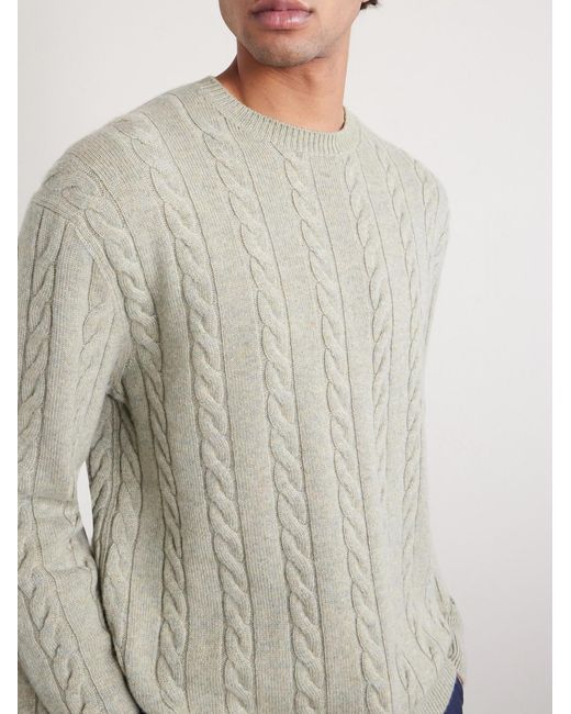 Loro Piana White Cedar Cable-knit Cashmere Sweater for men