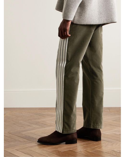 Fear Of God Green Forum Straight-leg Grosgrain-trimmed Cotton-corduroy Track Pants for men
