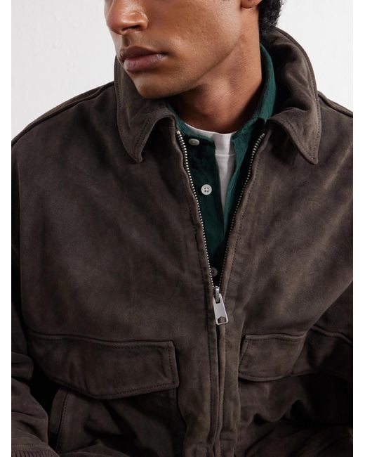 Agolde Brown Emil Suede Bomber Jacket for men