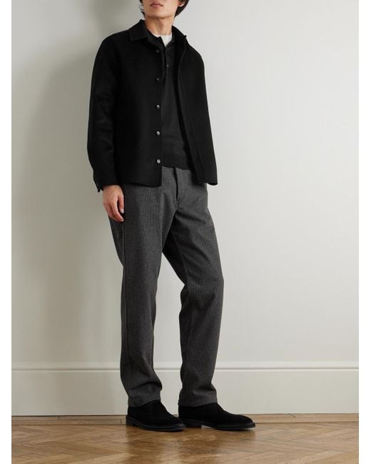 John Smedley Black Belper Slim-Fit Merino Wool Polo Shirt for men