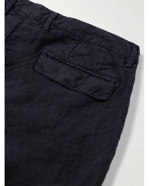 Massimo Alba Blue Ionio2 Straight-leg Pleated Linen Trousers for men