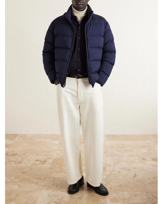 Ralph Lauren Blue Quilted Shell Down Bomber Jacket for men