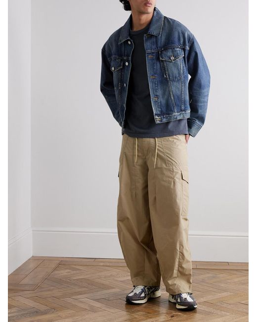 FRIZMWORKS Natural Balloon Barrel-leg Cotton-twill Drawstring Trousers for men