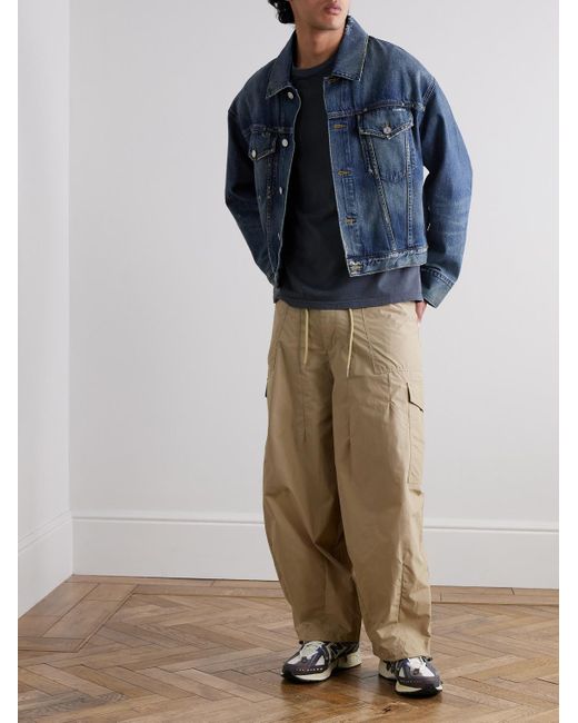 FRIZMWORKS Natural Balloon Barrel-leg Cotton-twill Drawstring Trousers for men