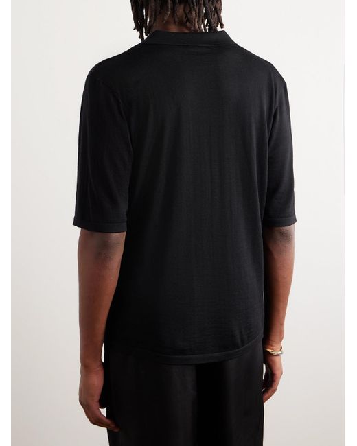 Saint Laurent Black Wool Polo Shirt for men