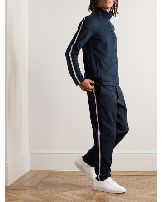 Hanro Yves schmal zulaufende Jogginghose aus doppelseitigem Jersey aus einer Baumwollmischung mit Webband in Blue für Herren