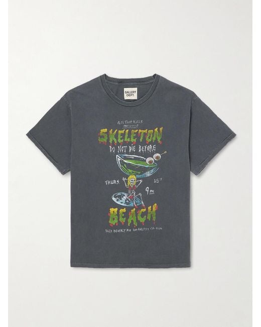 GALLERY DEPT. Gray Don'T Die Printed Distressed Cotton-Jersey T-Shirt for men