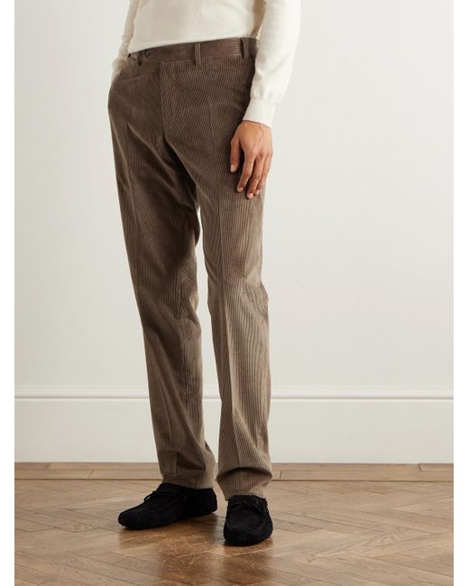 Canali Natural Tapered Cotton-Blend Corduroy Trousers for men