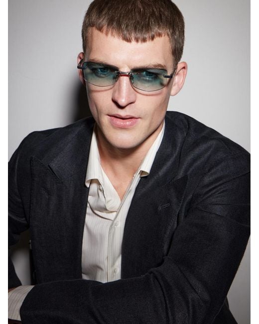 Dita Eyewear Blue Trysim.75 Square-Frame And-Tone Titanium Sunglasses for men
