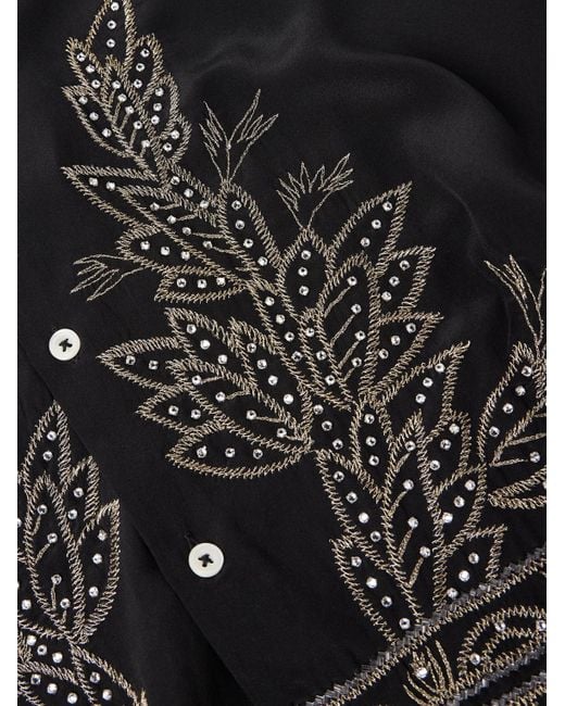 Bode Black Embellished Silk Shirt for men