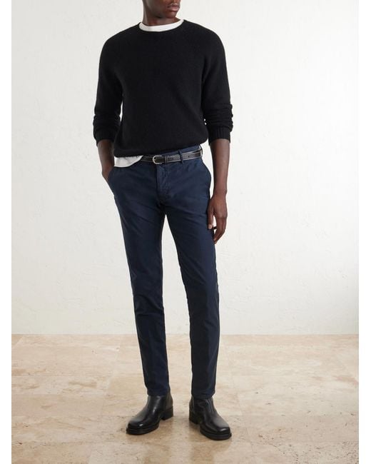 Slowear Blue Straight-Leg Stretch-Cotton Trousers for men